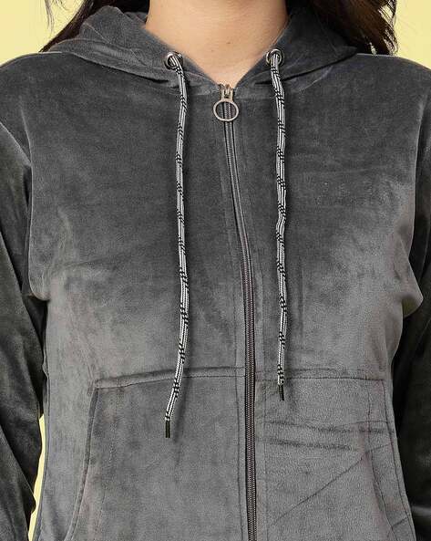 Grey velvet hoodie best sale