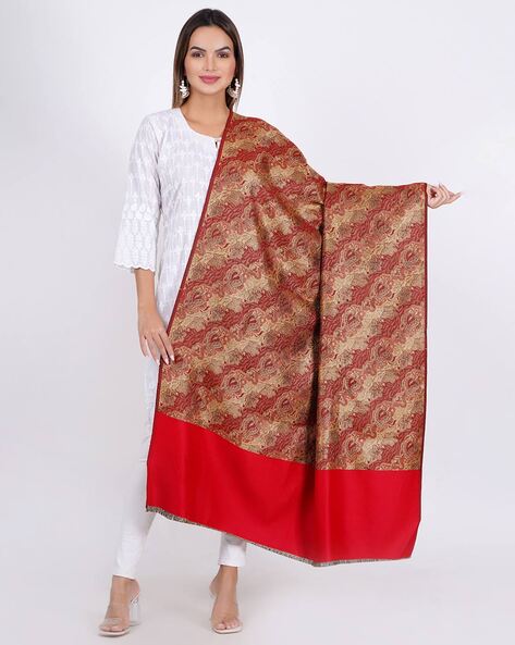 Women Floral Woven Shawl Price in India