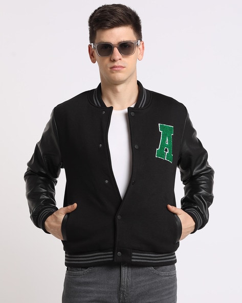 Buy Men's Seigneur Green Varsity Jacket Online | SNITCH