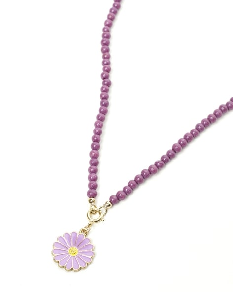African Amethyst Floral Beaded Necklace – KRISHA