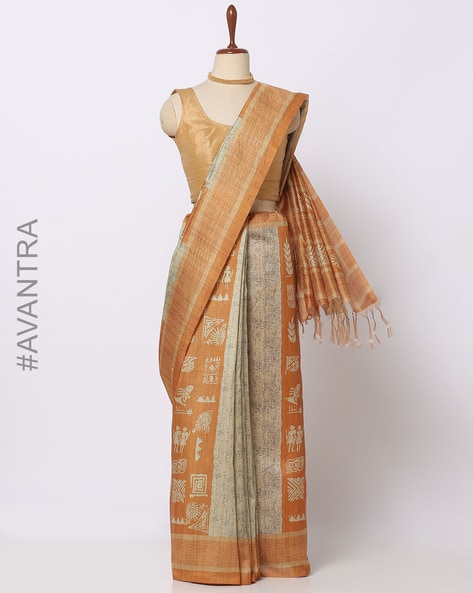 Olive green colour kalamkari kanchipuram saree | AK111