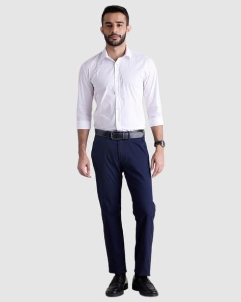 Buy CELIO Solid Trousers Beige (32) Online