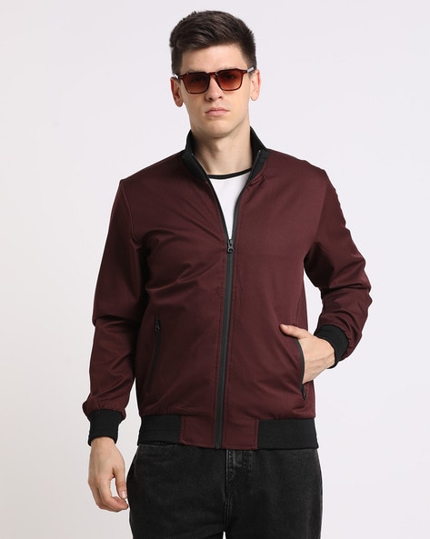 Maroon bomber 2024 jacket mens