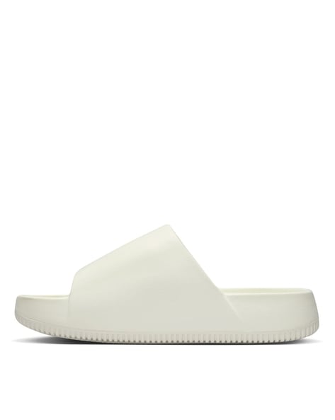 All white nike online slides womens