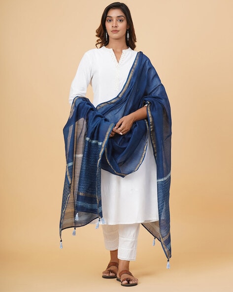 Striped Dupatta with Tassels Price in India