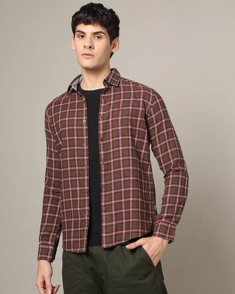 pine green and red shirt