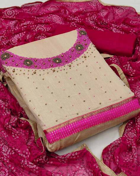 Embellished Unstitched Dress Material Price in India