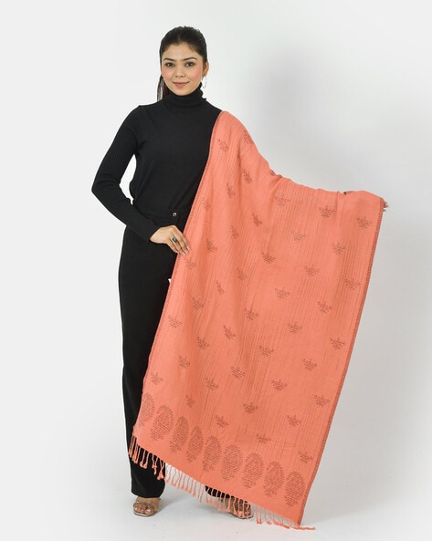 Paisley Woven Stole with Tassels Price in India