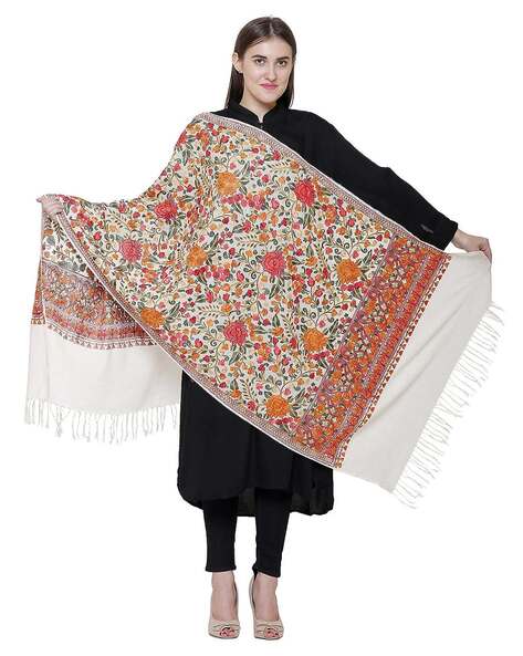 Embroidered Shawl with Tassels Price in India