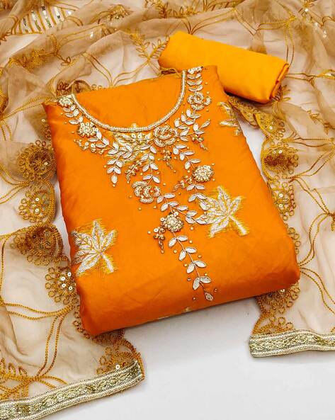 Embellished Unstitched Dress Material Price in India