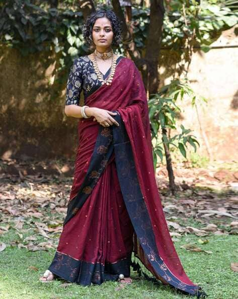 Buy Suta Grey Woven Design Pure Cotton Saree Online at Best Price |  Distacart