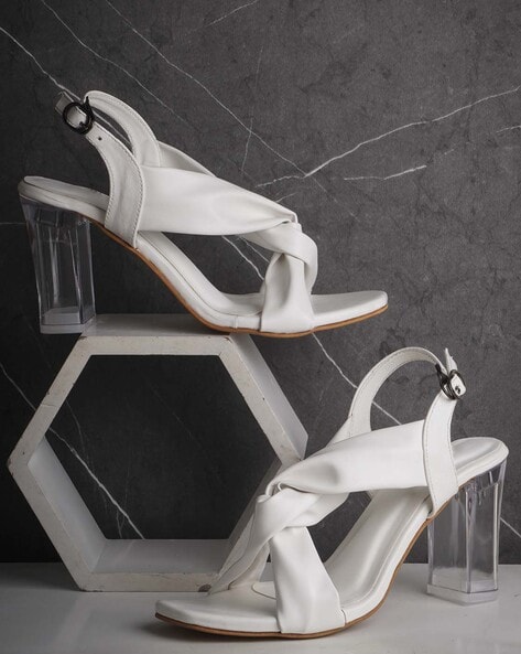 Strappy heeled sandals in white – Outfitbook.fr