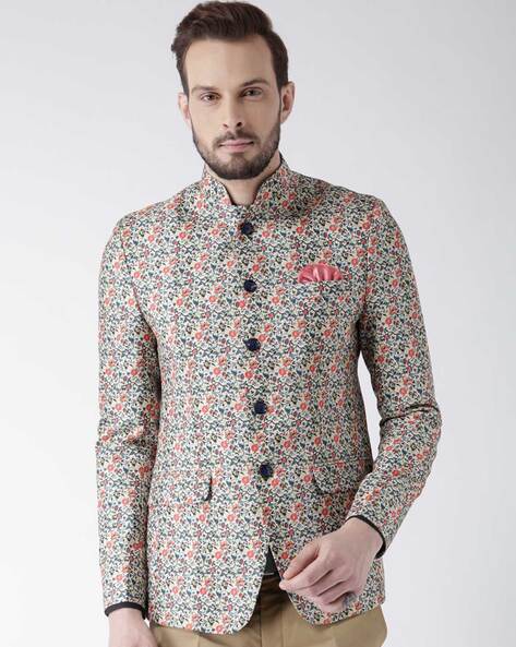 Printed bandhgala cheap blazer