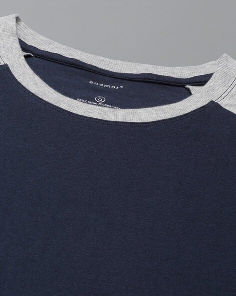 Buy Space Blue & Grey Melange Tops & Tshirts for Women by ENAMOR Online