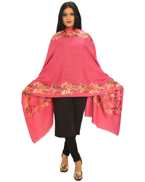 Embroidered Shawl with Fringes Price in India