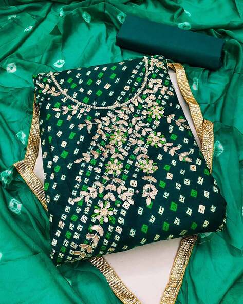 Embellished Unstitched Dress Material Price in India