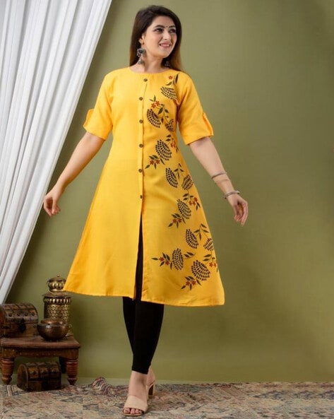 Yellow Lucknowi Chikankari Kurti – Label Madhuri Thakkar