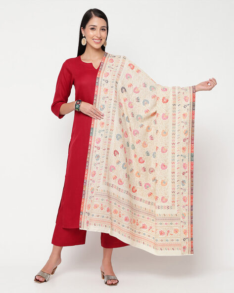 Women Floral Print Woolen Shawl Price in India