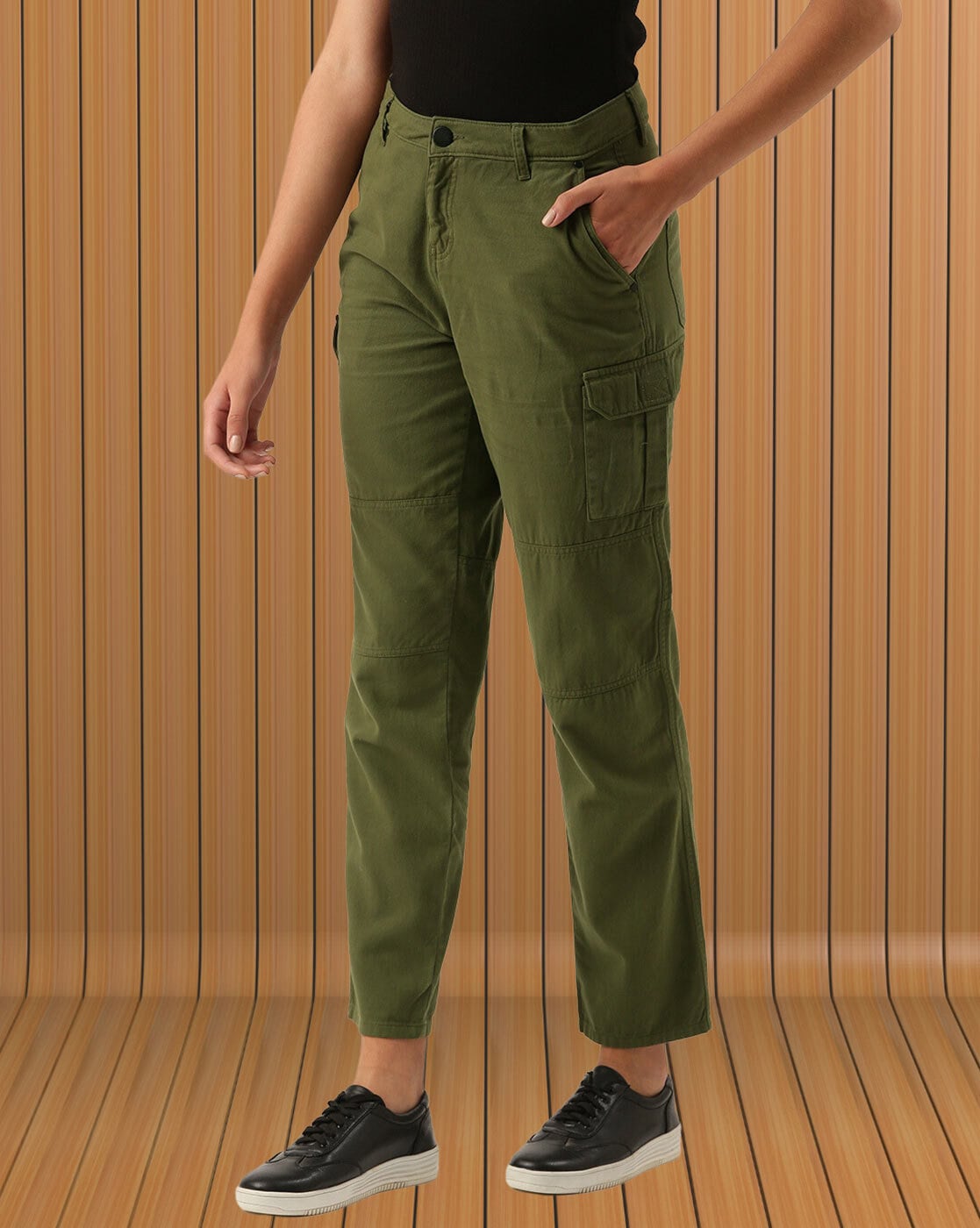 Buy Olive Green Trousers & Pants for Women by IVOC Online