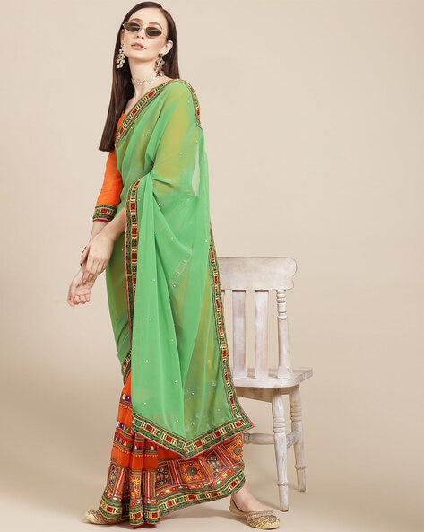 Padmaja - Red and Bottle Green Cotton Halfsaree – Ivalinmabia