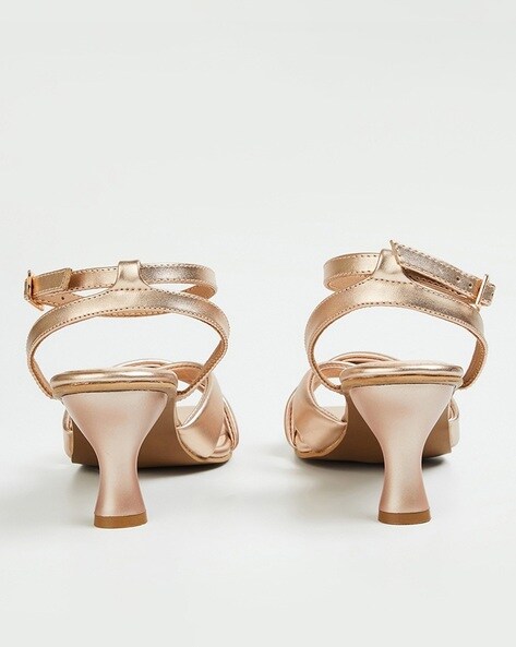 Buy Tropez Gold Women's Dress Block Heel Sandals Online At Tresmode