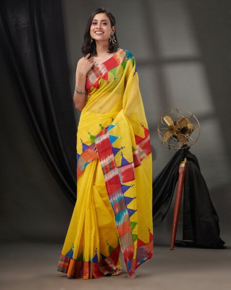 Buy Yellow Sarees for Women by Charukriti Online