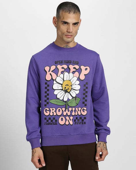 Typographic Print Crew-Neck Sweatshirt