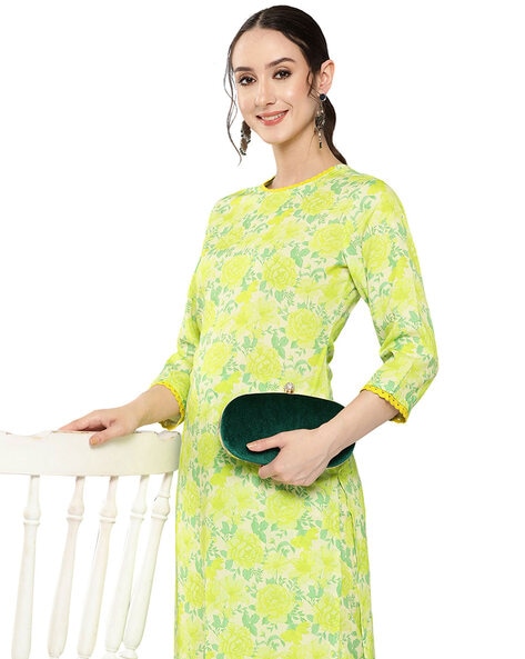 Buy Chest:42. Kurti Pant Set in Soft Cotton. Lemon Yellow Kurta With Leaf  Green Pants. Very Comfortable Summer Dress Set. Indian Top Online in India  - Etsy