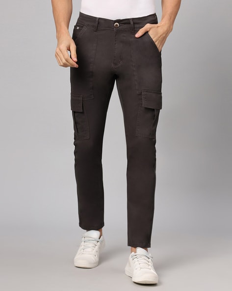 Dark Gray Cargo Pants Relaxed Fit Loose Straight - Temu