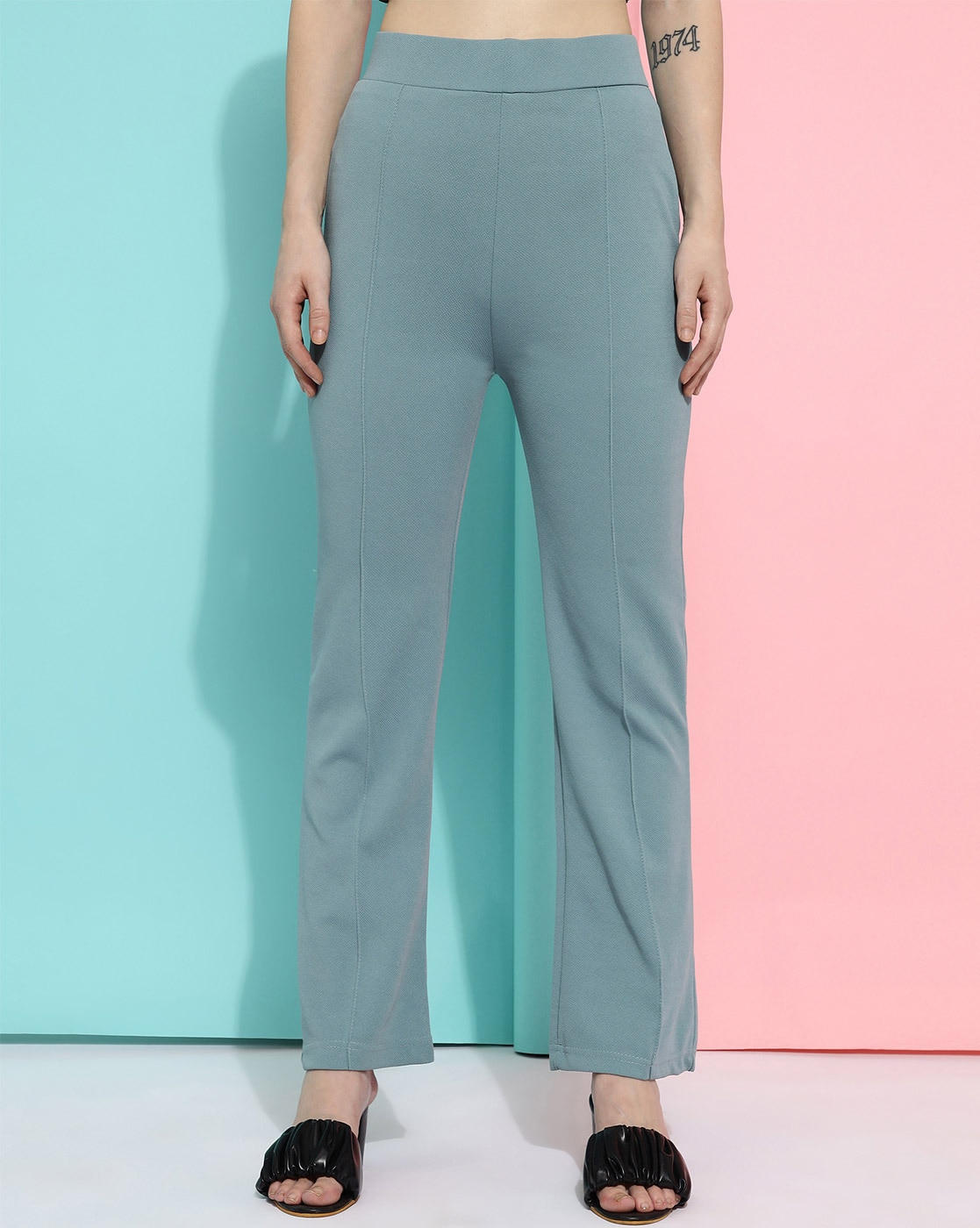 Women Flared Pants with Elasticated Waist