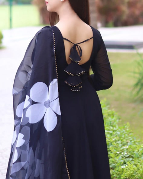 Black shop backless kurti