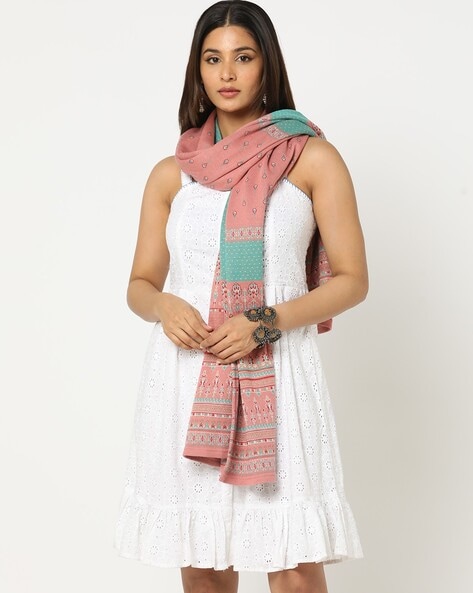 Printed Stole with Contrast Hem Price in India