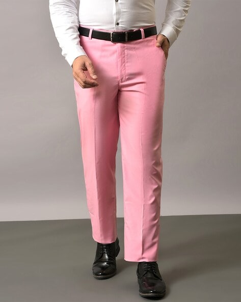 Buy Women Pink Solid Formal Regular Fit Trousers Online - 802452 | Van  Heusen