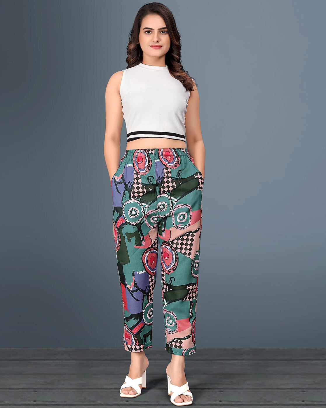 NAVY BLUE BELL BOTTOM PANTS FOR WOMEN at Rs 249, Surat