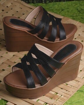froh feet Criss-Cross Open-Toe Slip-On Wedges-picture-17