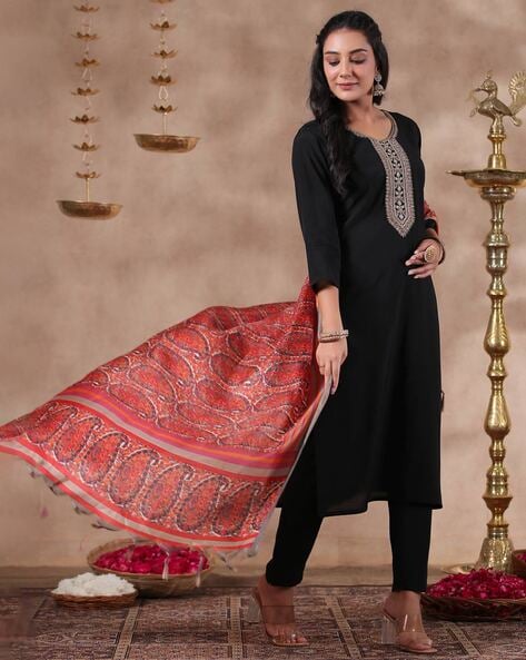 Show Online: Popular Black Bandhani Cotton Kurti Set – Bavis Clothing