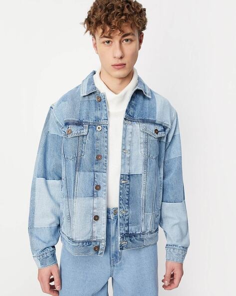 Button Down Denim Jacket with Spread Collar