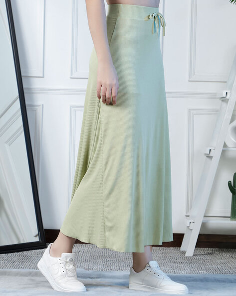 Green flared maxi outlet skirt