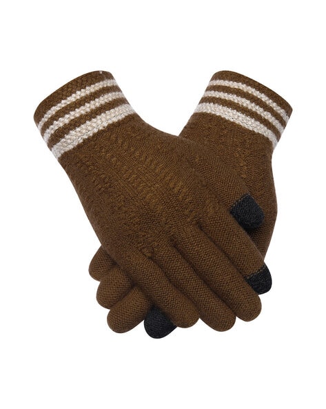 Loom Legacy Men Pair of Woolen Hand Gloves For Men (Brown, FS)