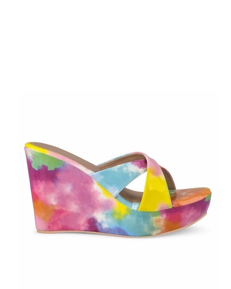 Rainbow wedge online sandals