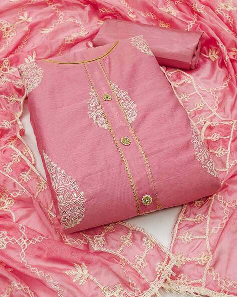 Embroidered Unstitched Dress Material Price in India