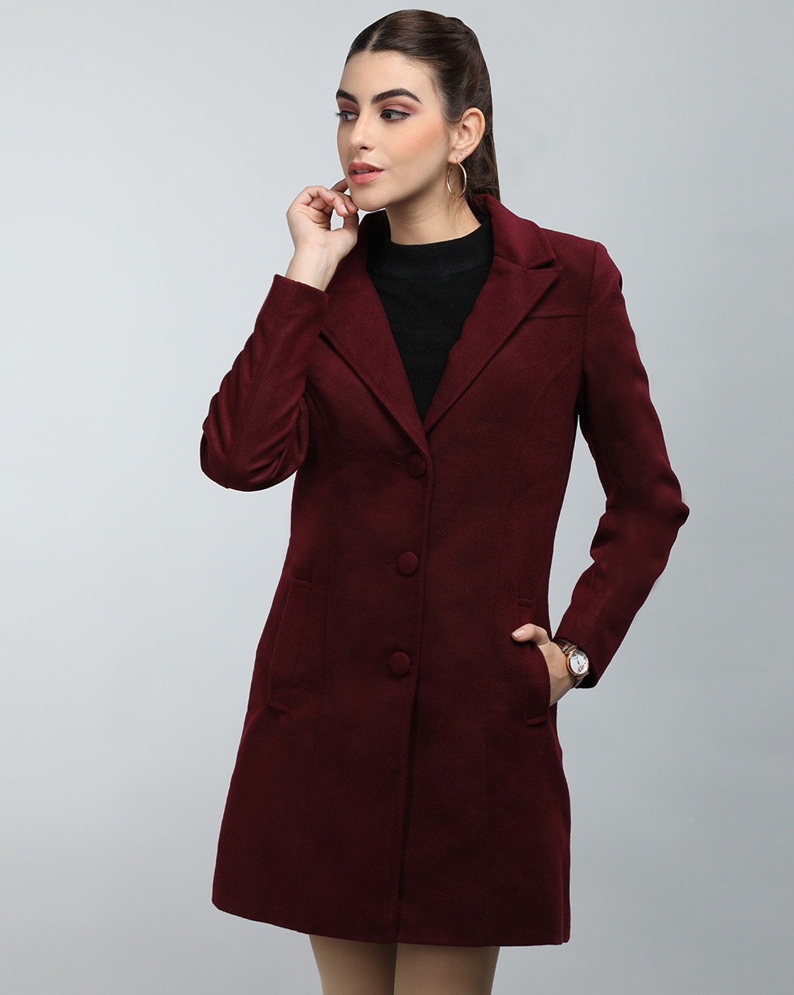 Buy Maroon Jackets & Coats for Women by Chkokko Online