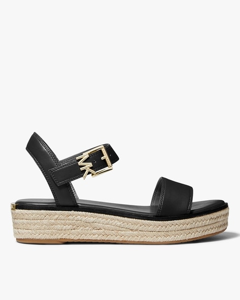 Black leather best sale espadrille sandals