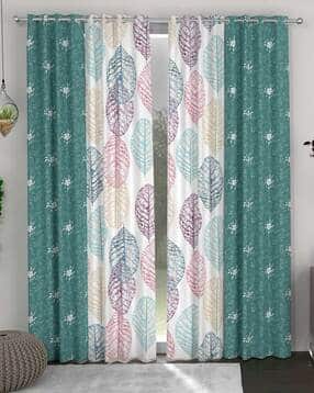 Set of 4 250 TC Leaf Print Door Curtains-image-20