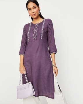 max Embroidered Straight Kurta-picture-46