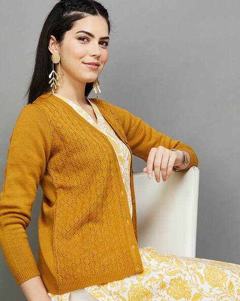 Mustard 2024 cardigan sweater