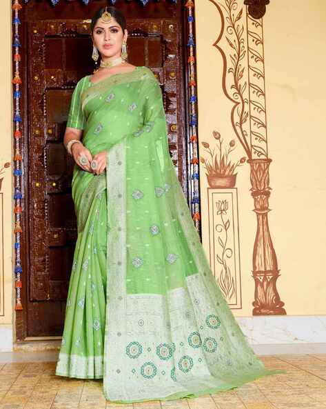 Vishal Prints Pastel Green Designer Chiffon Saree