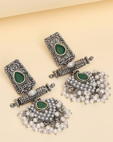 Buy Pearl Earring With Oxidised Plating 804906 | Kanhai Jewels