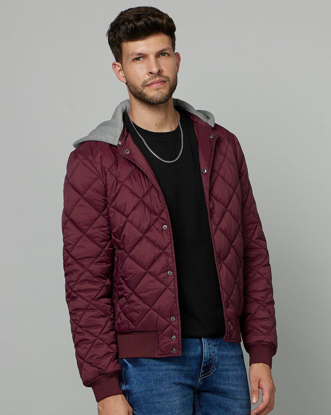 Burgundy quilted jacket mens hotsell