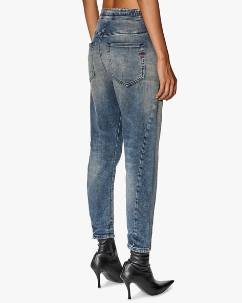 Buy DIESEL D-Fayza Boyfriend Low-Rise Coated Jogg Jeans | Blue  